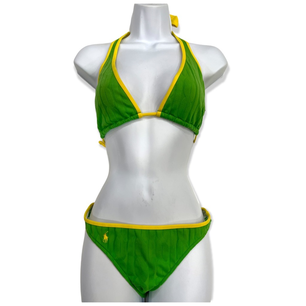 Ralph Lauren cable knit embossed two tone two piece bikini # S27